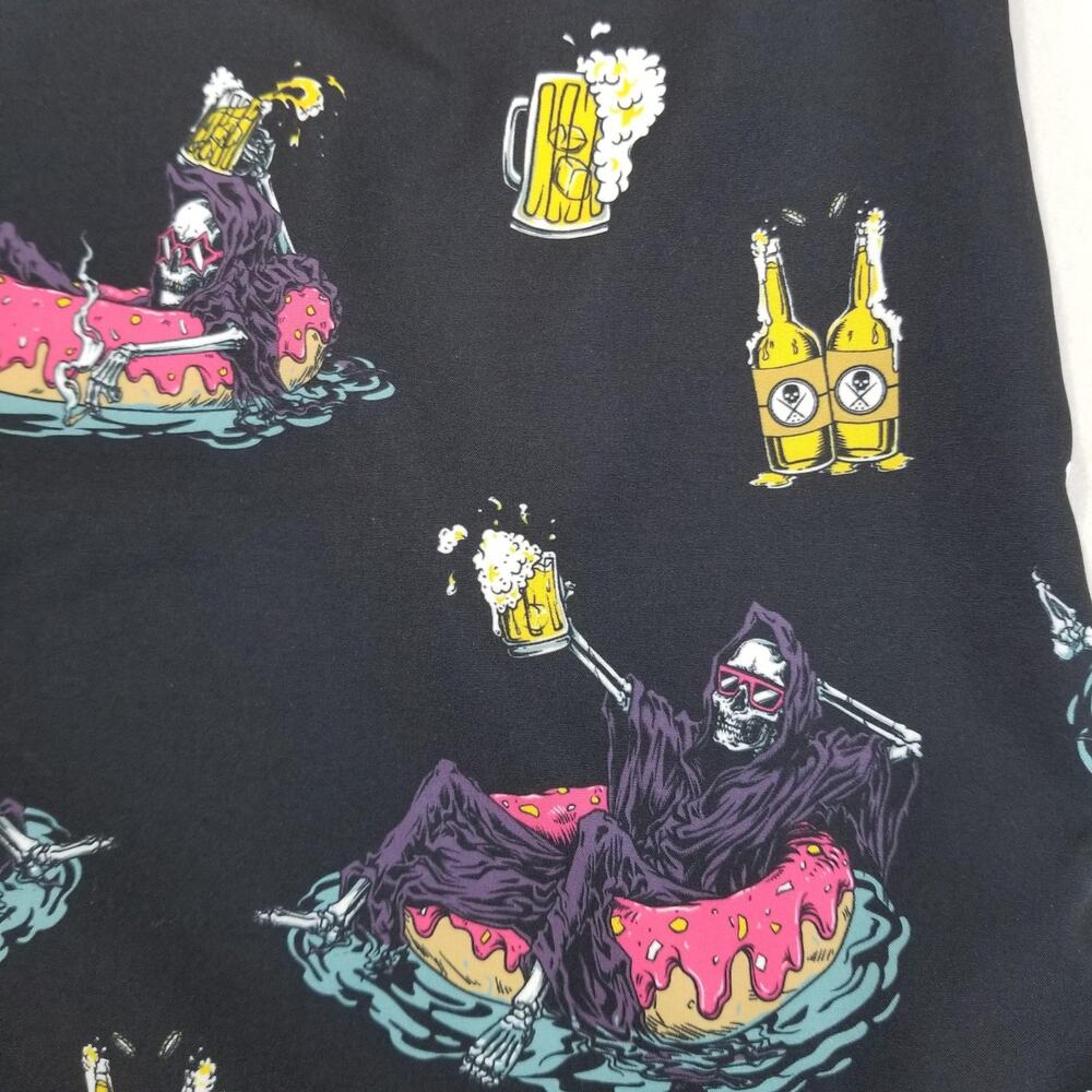 Sullen Art Co Shirt Mens Small Black Poolside Essentials Reaper Beer Button Up - Picture 5 of 10